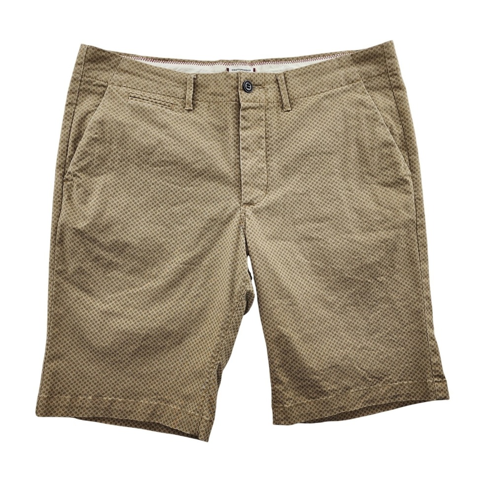 Jack & Jones Chino‎ Shorts Mens L Tan Geometric Diamond Cotton Blend Regular Fit